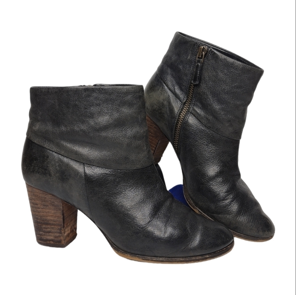 Cole Haan Cassidy Booties Nike Air Women's Black Leather Heeled Ankle Boots